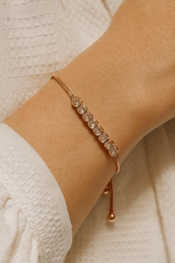 Elegant Rose Gold Adjustable Bracelet with Crystal Stones – Nehyr Jewelry