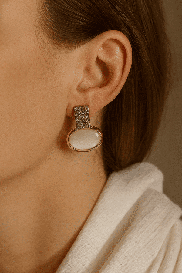Nehyr Elegant White Stone Rose Gold Earrings