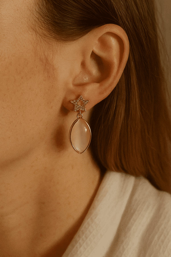 Nehyr Star Charm Rose Gold Earrings – Elegant Drop Design