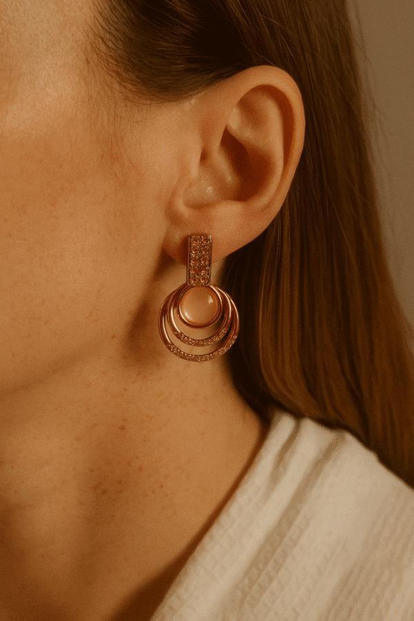 Nehyr Rose Gold Triple Hoop Elegant Earrings