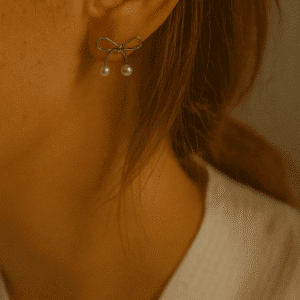 Nehyr Elegant Bow Pearl Earrings – Minimalist Jewelry for Women