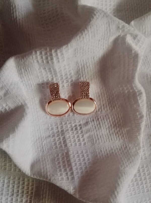 Nehyr Elegant White Stone Rose Gold Earrings - Image 2