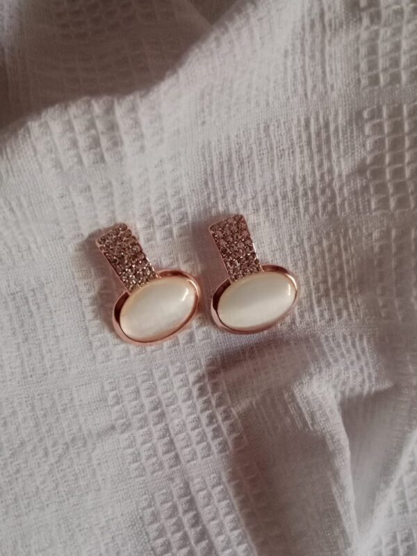 Nehyr Elegant White Stone Rose Gold Earrings - Image 3