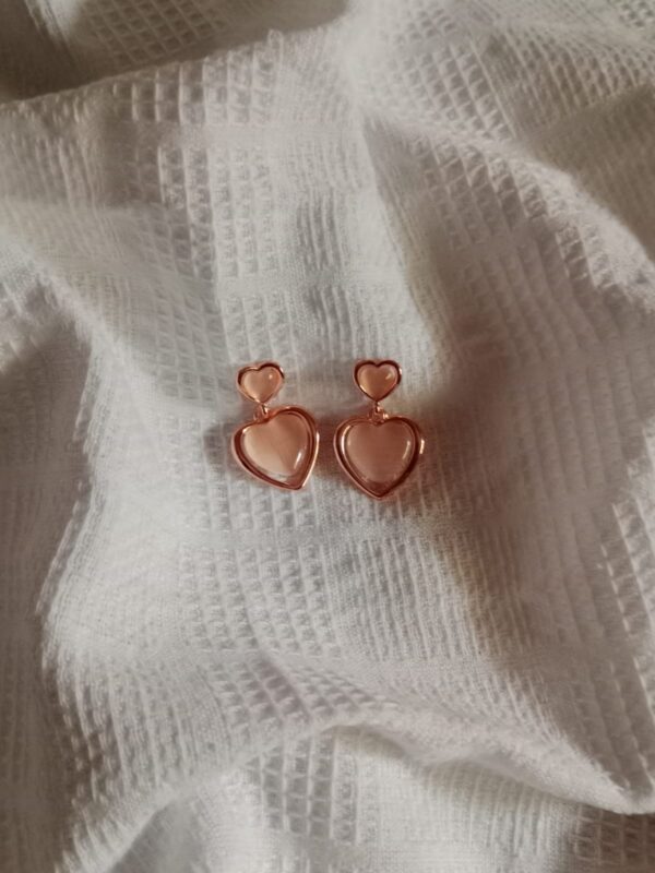 Nehyr Rose Gold Double Heart Earrings – Elegant Love-Inspired Jewelry - Image 4