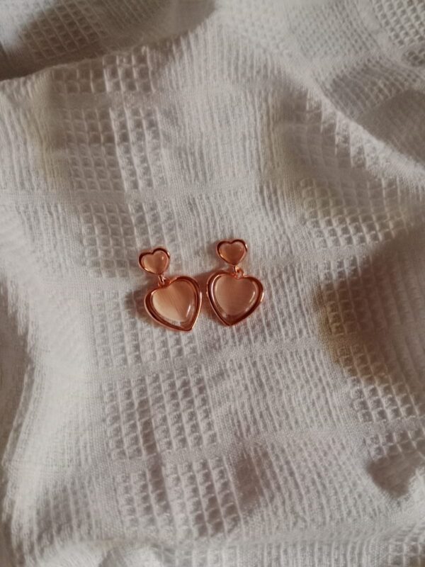 Nehyr Rose Gold Double Heart Earrings – Elegant Love-Inspired Jewelry - Image 3