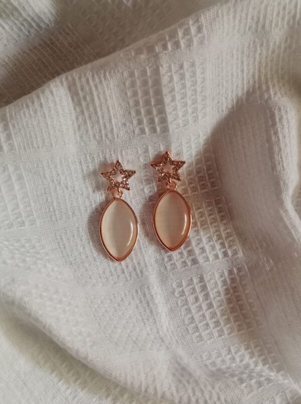 Nehyr Star Charm Rose Gold Earrings – Elegant Drop Design - Image 2