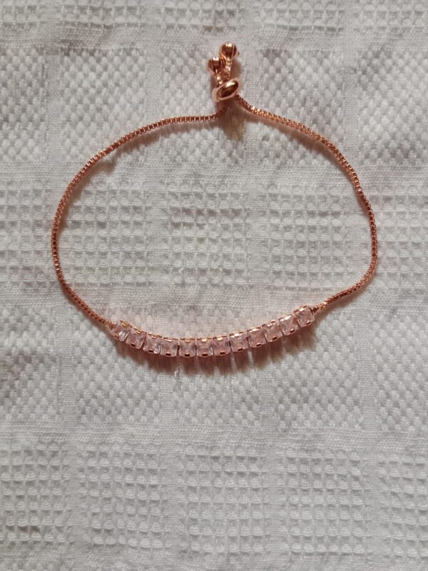 Elegant Rose Gold Adjustable Bracelet with Crystal Stones – Nehyr Jewelry - Image 3