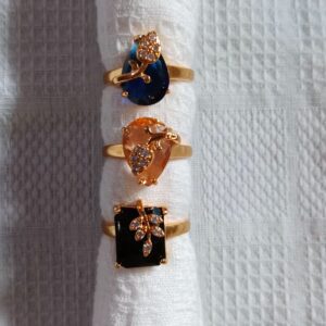 Nehyr Rings Set – Blue, Orange & Black Adjustable Rings