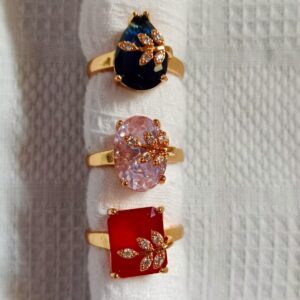 Nehyr Elegant Rings Set – Blue, Pink & Red