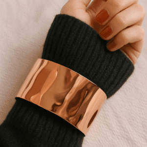 NEHYR Rose Wide Hammered Cuff Bracelet