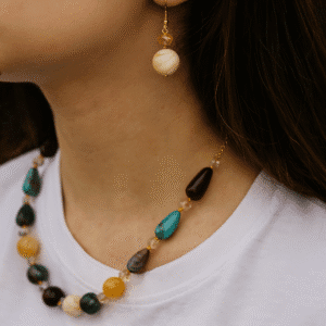 Nehyr Elegant Multicolor Bead Necklace & Earrings Set