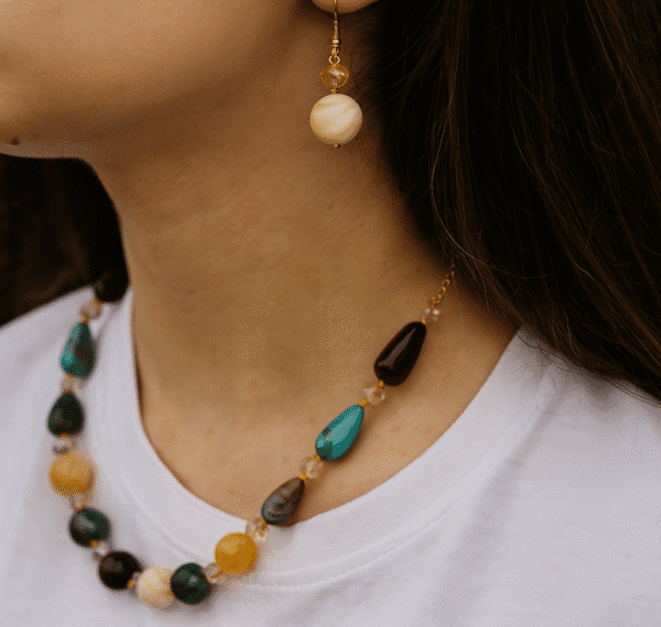 Nehyr Elegant Multicolor Bead Necklace & Earrings Set