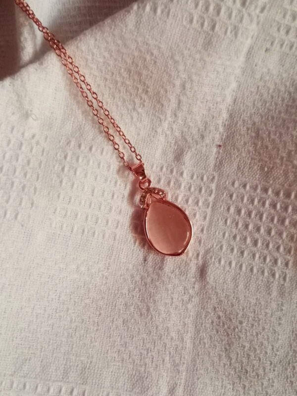 Elegant Rose Gold Teardrop Pendant & Earrings Set - Image 3
