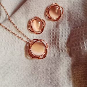 Nehyr Rose Plated Necklace & Stud Earrings Set