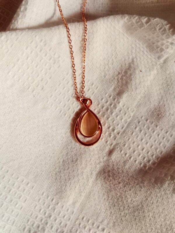 Nehry Rose Gold Elegant Drop Pendant Necklace & Earrings Set with Pink Stone - Image 3