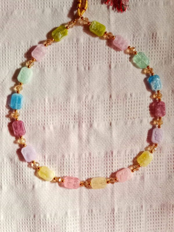 Nehyr Pastel Rectangular Bead Necklace & Earrings Set - Image 3