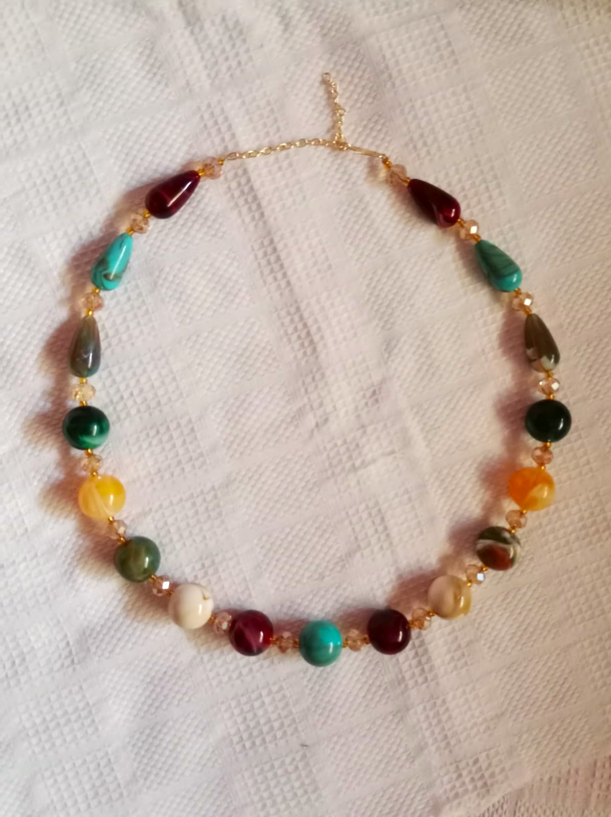 Nehyr Multicolor Beaded Necklace & Earrings Set - Image 3