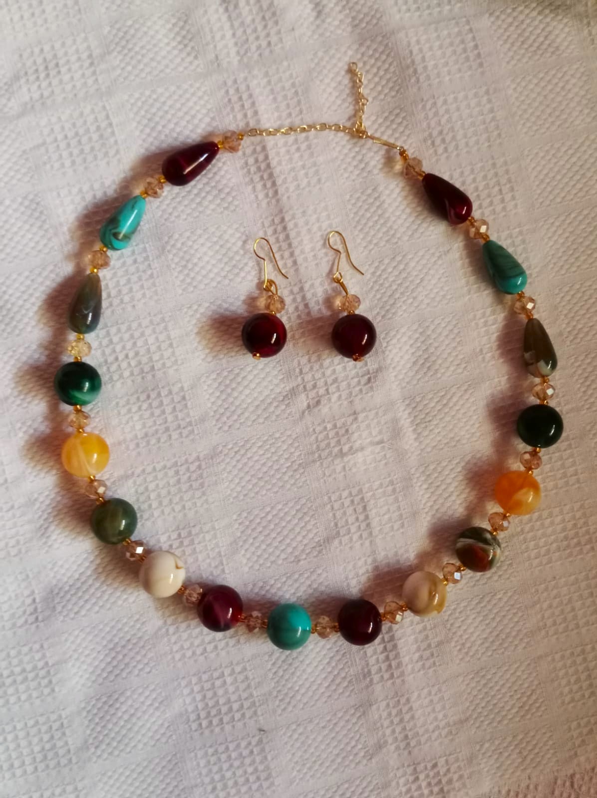 Nehyr Multicolor Beaded Necklace & Earrings Set - Image 2