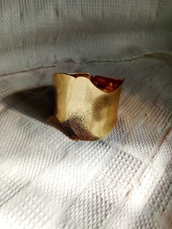 NEHYR Gold Textured Wave Cuff Bracelet - Image 3