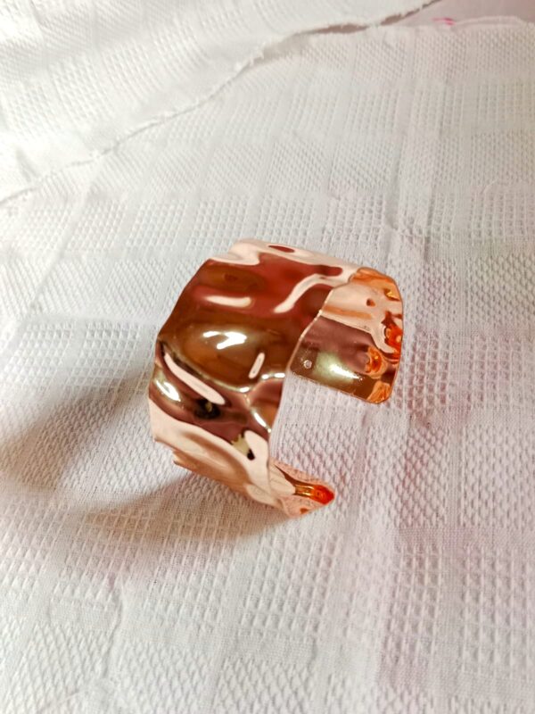 NEHYR Rose Gold Wide Hammered Cuff Bracelet - Image 3