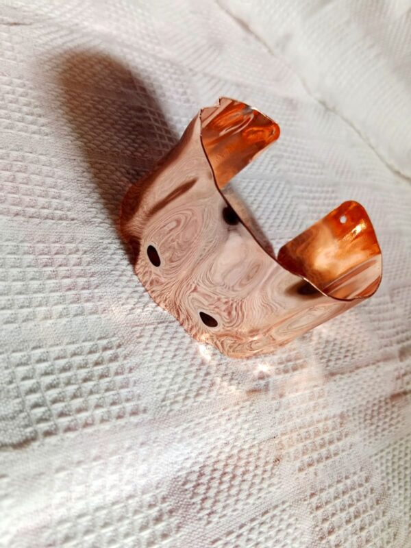 NEHYR Rose Gold Wide Hammered Cuff Bracelet - Image 2
