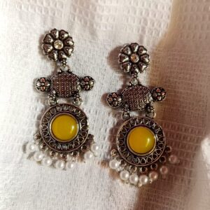 Nehyr Oxidized Earrings with Pearl Drops