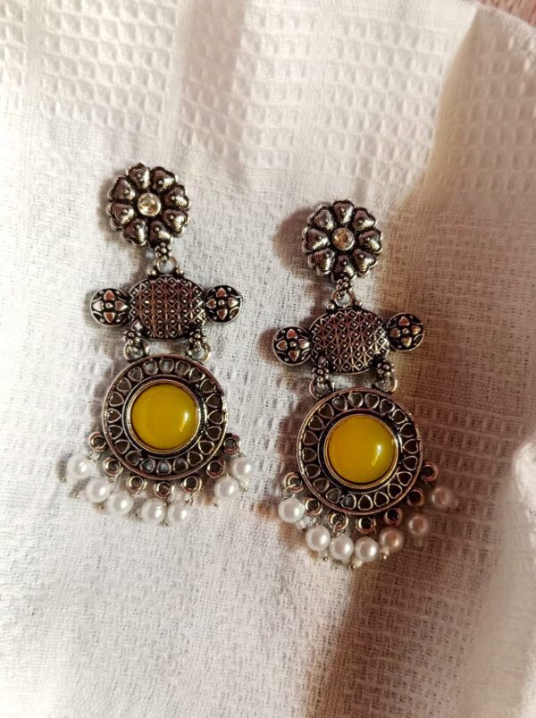 Nehyr Oxidized Silver Earrings with Pearl Drops