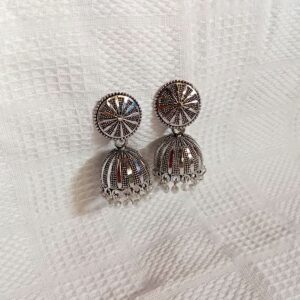Antique Silver Oxidized Jhumka Earrings