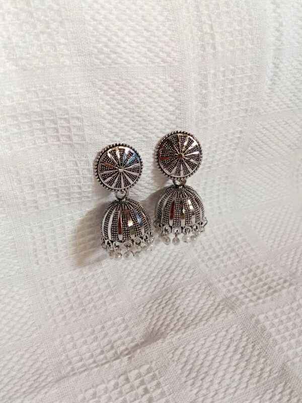 Antique Silver Oxidized Jhumka Earrings